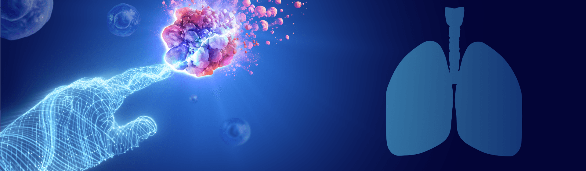 Illustration of cancer cells being targeted by Optune Lua Tumor Treating Fields therapy - full width