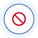 Red prohibition sign inside a blue-rimmed circle on a white background
