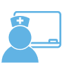 Icon of a nurse and whiteboard representing a Nurse Educator.