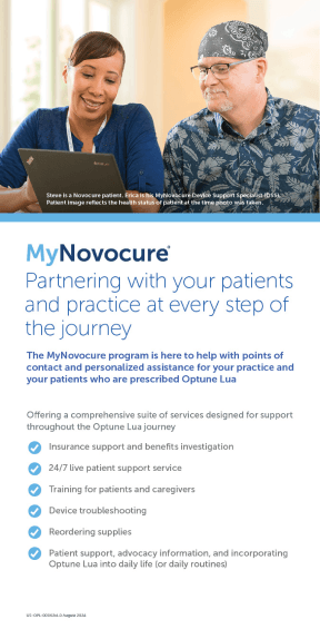 MyNovocure Brochure PDF with support services for patients and providers.