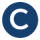 Blue capital letter C icon on transparent background
