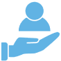 Medical device support icon with a heart and wireless signals