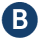 Blue capital letter B icon on white background