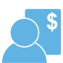 Icon of a financial coordinator with a clipboard and calculator