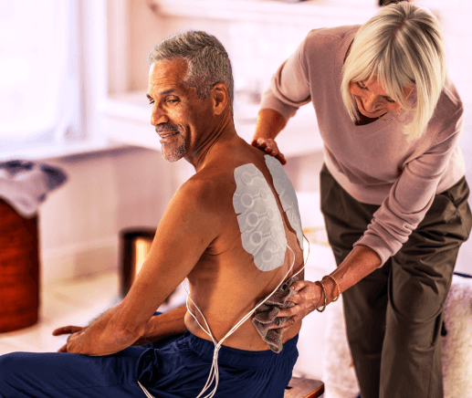Dermatologic treatment concept with a medical professional and skin care imagery