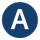 Blue capital letter A icon with white background